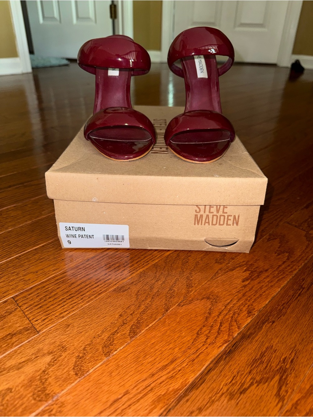 Steve Madden Burgundy Patent Ankle-Strap Heels
